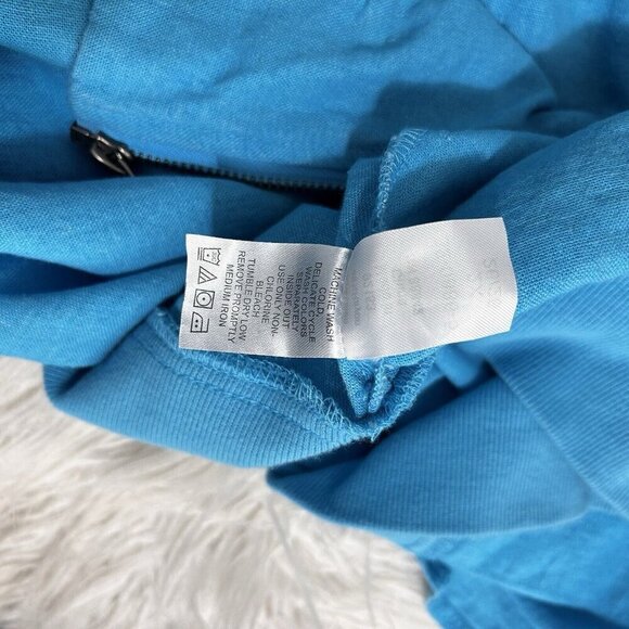 Woman Within Size 2X (18 / 20) Jacket Zipper Front Linen Rayon Blend Cyan Blue - Picture 11 of 12